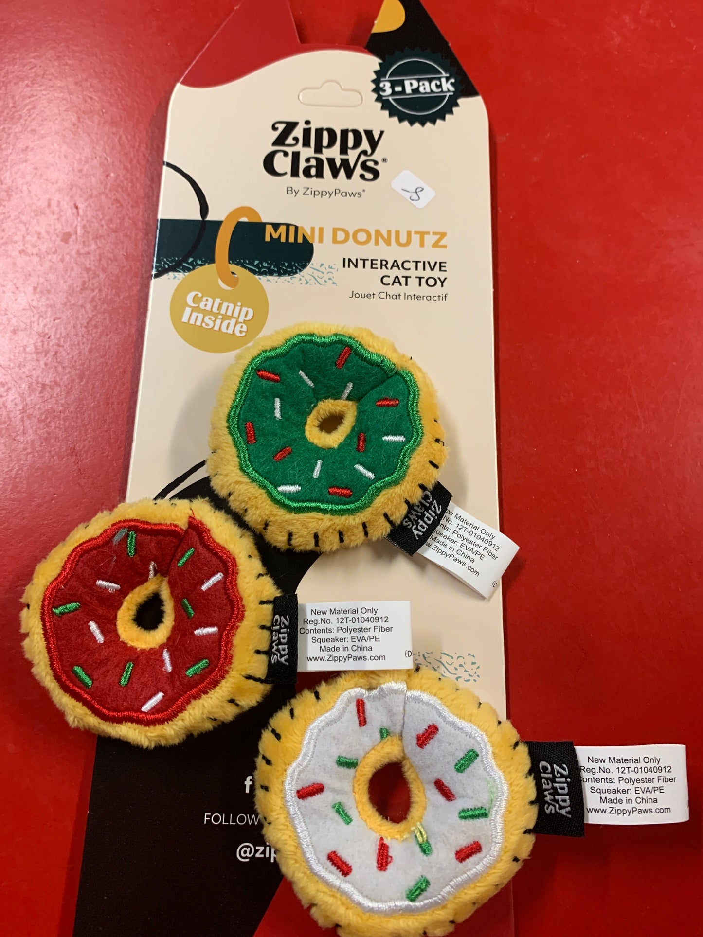 Mini catnip holiday donut toy