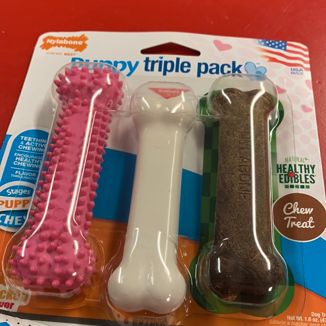 Nylabone puppy pack pink or blue chose one